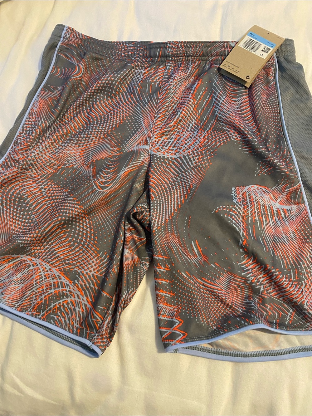 Nike Gray Athletic Shorts with Orange Wave Print